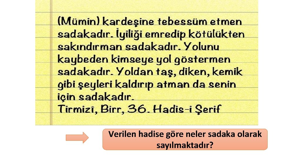 Verilen hadise göre neler sadaka olarak sayılmaktadır? 