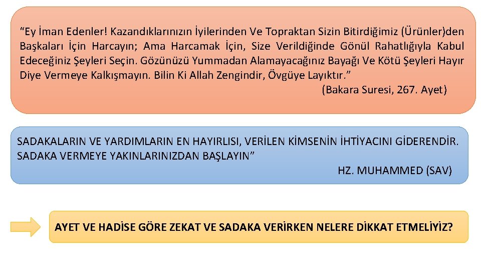 “Ey İman Edenler! Kazandıklarınızın İyilerinden Ve Topraktan Sizin Bitirdiğimiz (Ürünler)den Başkaları İçin Harcayın; Ama