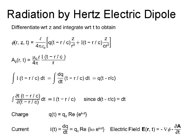 Radiation by Hertz Electric Dipole Radiation by Hertz Electric Dipole