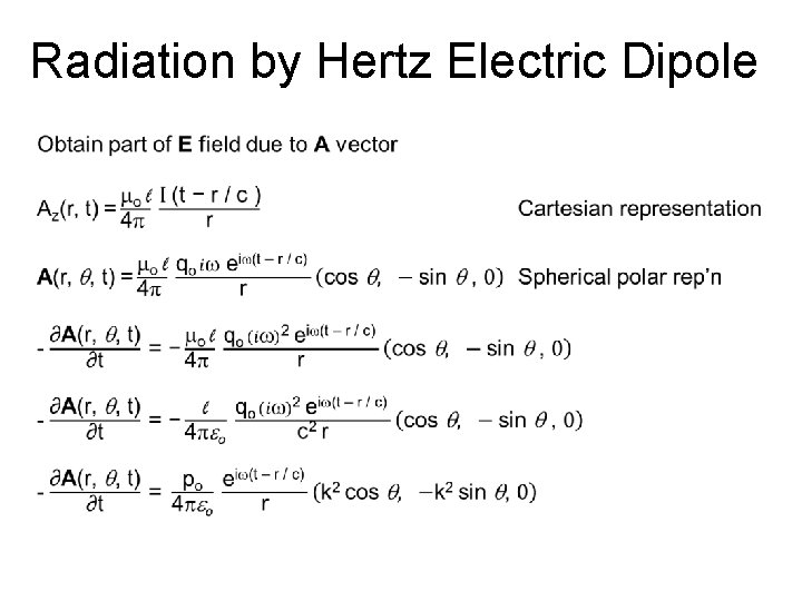 Radiation by Hertz Electric Dipole Radiation by Hertz Electric Dipole
