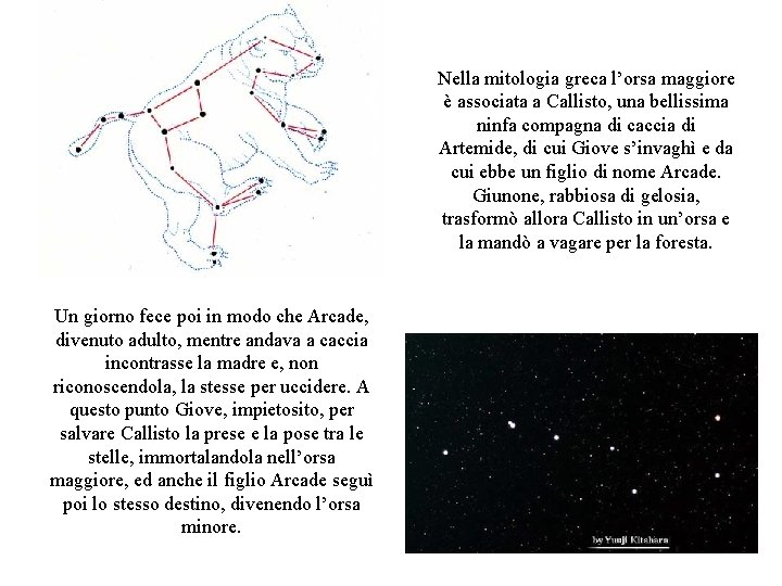 Nella mitologia greca l’orsa maggiore è associata a Callisto, una bellissima ninfa compagna di Nella mitologia greca l’orsa maggiore è associata a Callisto, una bellissima ninfa compagna di