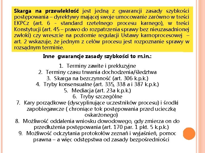 Skarga na przewlekłość jest jedną z gwarancji zasady szybkości postępowania – dyrektywy mającej swoje