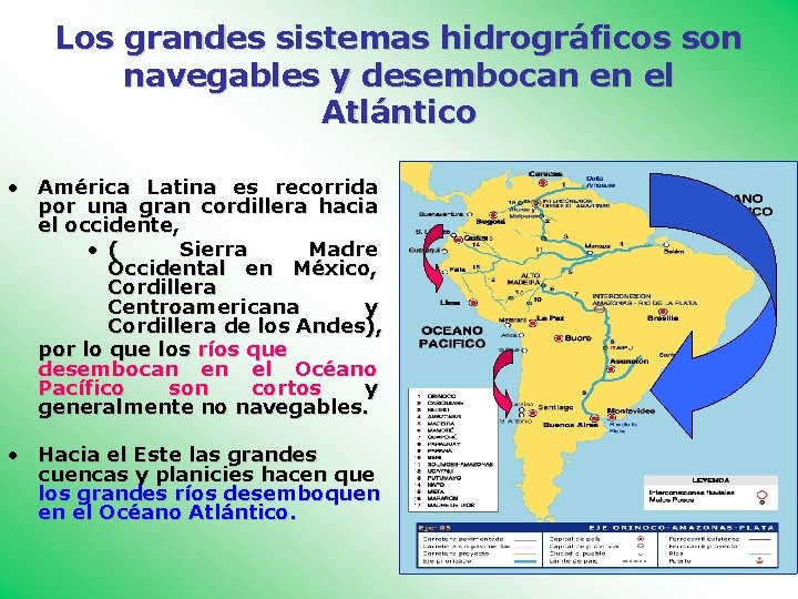 Los grandes sistemas hidrográficos son navegables y desembocan en el Atlántico • América Latina