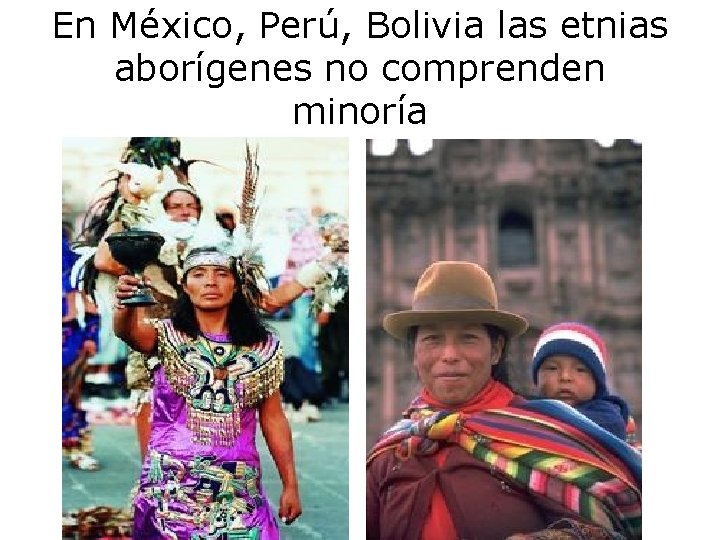 En México, Perú, Bolivia las etnias aborígenes no comprenden minoría 