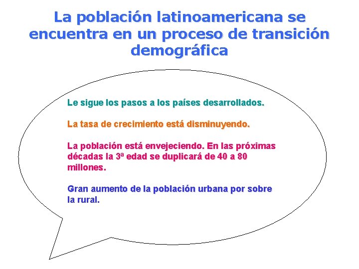 La población latinoamericana se encuentra en un proceso de transición demográfica Le sigue los