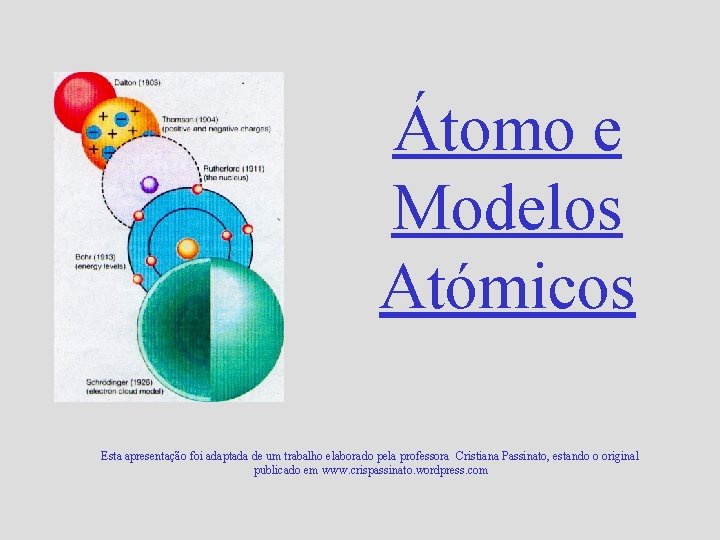 Átomo e Modelos Atómicos Esta apresentação foi adaptada de um trabalho elaborado pela professora Átomo e Modelos Atómicos Esta apresentação foi adaptada de um trabalho elaborado pela professora