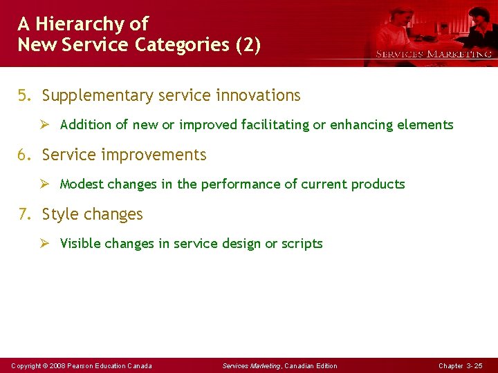 A Hierarchy of New Service Categories (2) 5. Supplementary service innovations Ø Addition of