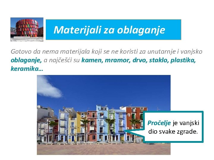 Materijali za oblaganje Gotovo da nema materijala koji se ne koristi za unutarnje i