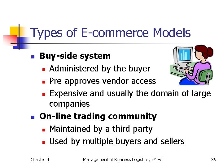 Types of E-commerce Models n n Buy-side system n Administered by the buyer n Types of E-commerce Models n n Buy-side system n Administered by the buyer n