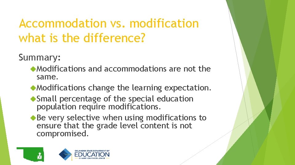 Accommodation vs. modification what is the difference? Summary: Modifications and accommodations are not the Accommodation vs. modification what is the difference? Summary: Modifications and accommodations are not the