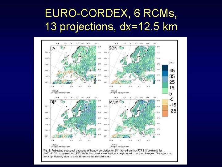 EURO-CORDEX, 6 RCMs, 13 projections, dx=12. 5 km 