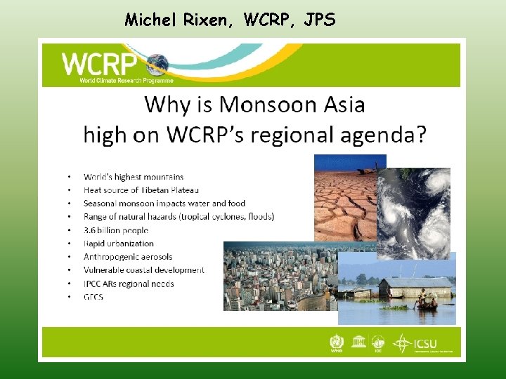 Michel Rixen, WCRP, JPS 