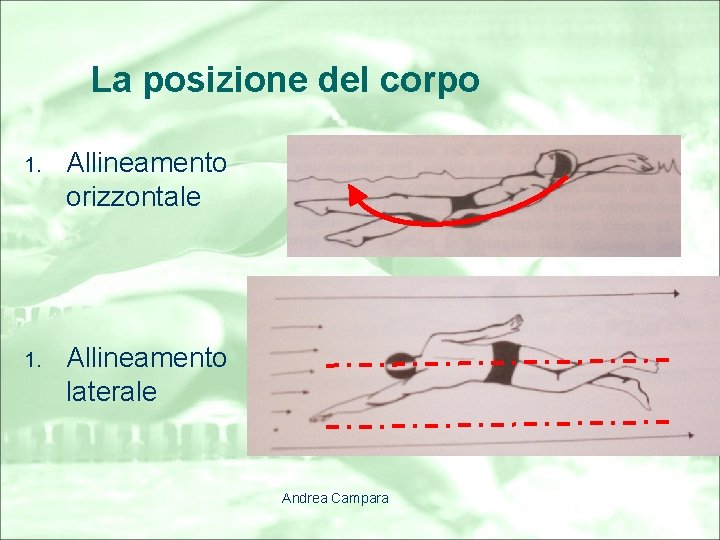 La posizione del corpo 1. Allineamento orizzontale 1. Allineamento laterale Andrea Campara 