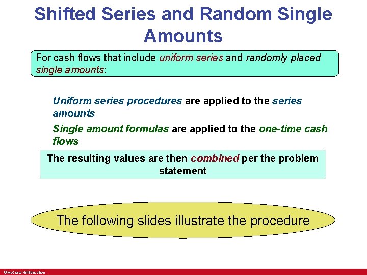 Shifted Series and Random Single Amounts For cash flows that include uniform series and Shifted Series and Random Single Amounts For cash flows that include uniform series and