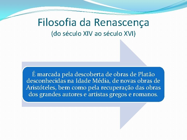 Filosofia da Renascença (do século XIV ao século XVI) É marcada pela descoberta de