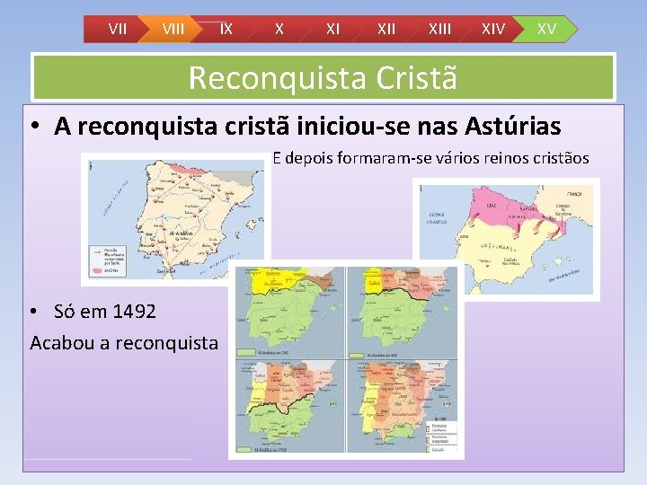 VII VIII IX X XI XIII XIV XV Reconquista Cristã • A reconquista cristã VII VIII IX X XI XIII XIV XV Reconquista Cristã • A reconquista cristã