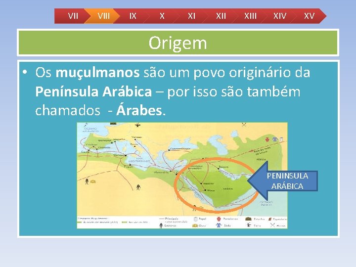 VII VIII IX X XI XIII XIV XV Origem • Os muçulmanos são um VII VIII IX X XI XIII XIV XV Origem • Os muçulmanos são um