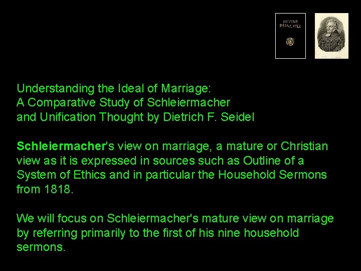 Understanding the Ideal of Marriage: A Comparative Study of Schleiermacher and Unification Thought by