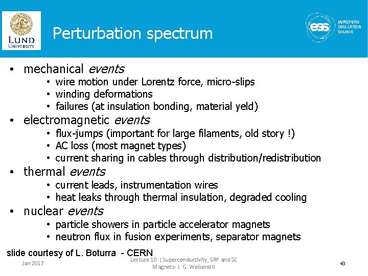 Perturbation spectrum • mechanical events • wire motion under Lorentz force, micro-slips • winding