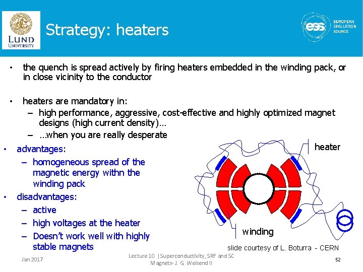 Strategy: heaters • • the quench is spread actively by firing heaters embedded in