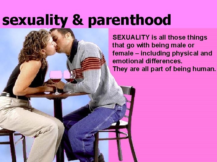 sexuality & parenthood SEXUALITY is all those things that go with being male or