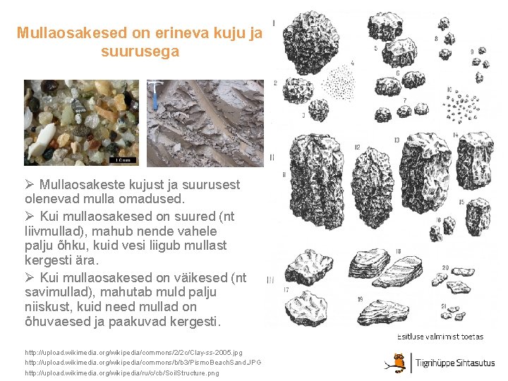 Mullaosakesed on erineva kuju ja suurusega Ø Mullaosakeste kujust ja suurusest olenevad mulla omadused.