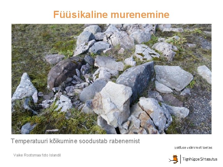 Füüsikaline murenemine Temperatuuri kõikumine soodustab rabenemist Vaike Rootsmaa foto Islandil 