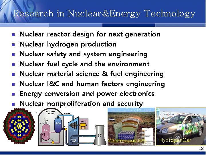 Research in Nuclear&Energy Technology n n n n Nuclear reactor design for next generation