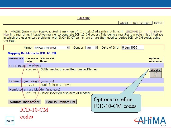I-MAGIC Screen Capture – Refine ICD 10 -CM Codes ICD-10 -CM codes Options to I-MAGIC Screen Capture – Refine ICD 10 -CM Codes ICD-10 -CM codes Options to