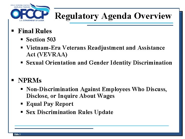 Regulatory Agenda Overview § Final Rules § Section 503 § Vietnam-Era Veterans Readjustment and