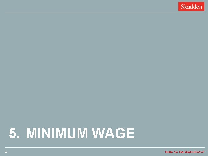 5. MINIMUM WAGE 53 Skadden, Arps, Slate, Meagher & Flom LLP 