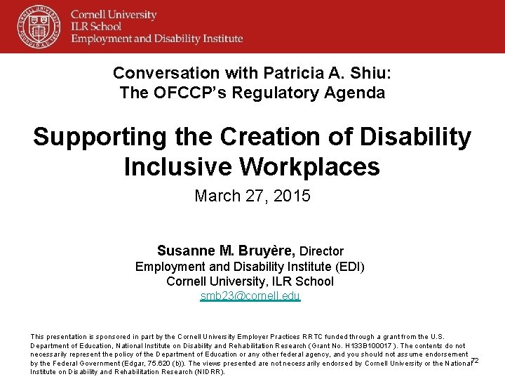 Conversation with Patricia A. Shiu: The OFCCP’s Regulatory Agenda Supporting the Creation of Disability