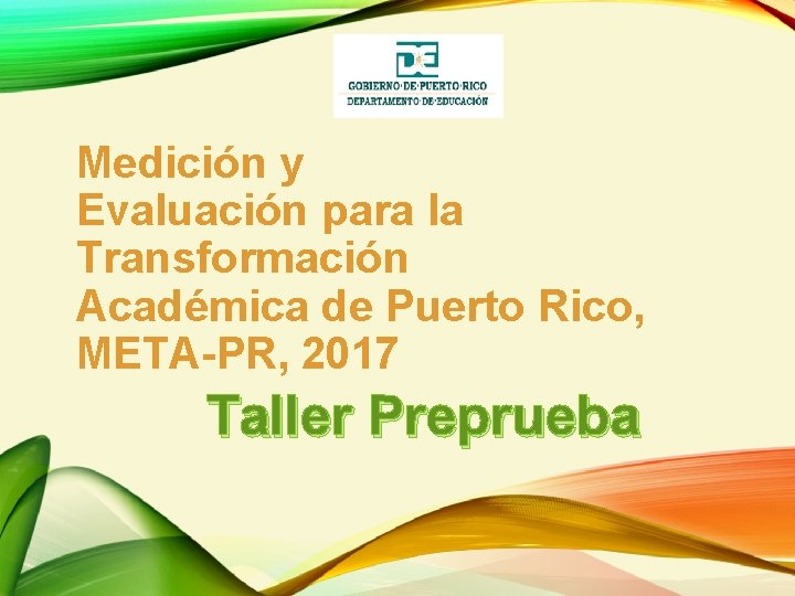 Medición y Evaluación para la Transformación Académica de Puerto Rico, META-PR, 2017 Taller Preprueba