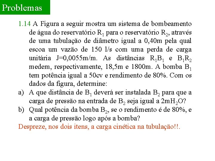 Problemas 1. 14 A Figura a seguir mostra um sistema de bombeamento de água