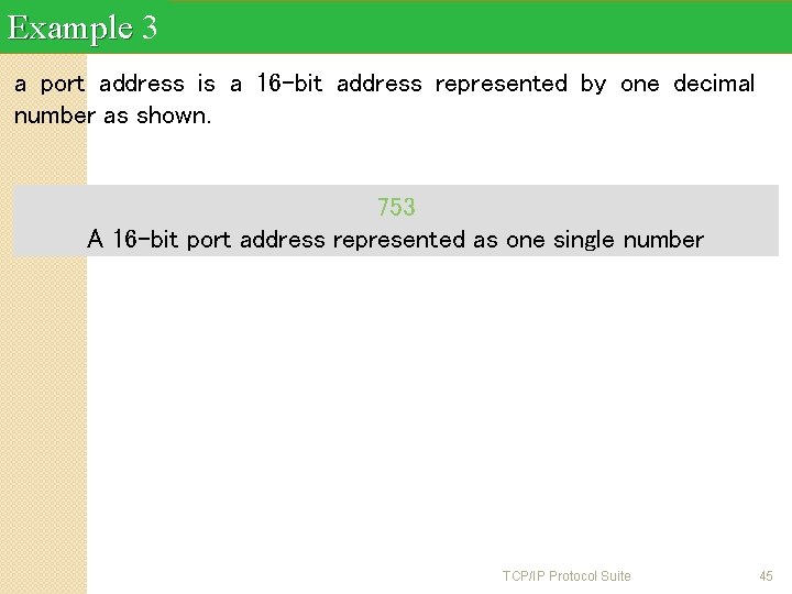 Example 3 a port address is a 16 -bit address represented by one decimal