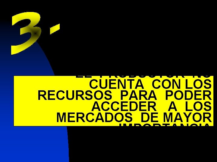 EL PRODUCTOR NO CUENTA CON LOS RECURSOS PARA PODER ACCEDER A LOS MERCADOS DE