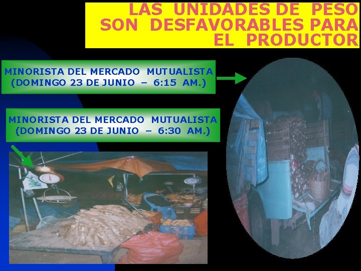 LAS UNIDADES DE PESO SON DESFAVORABLES PARA EL PRODUCTOR MINORISTA DEL MERCADO MUTUALISTA (DOMINGO