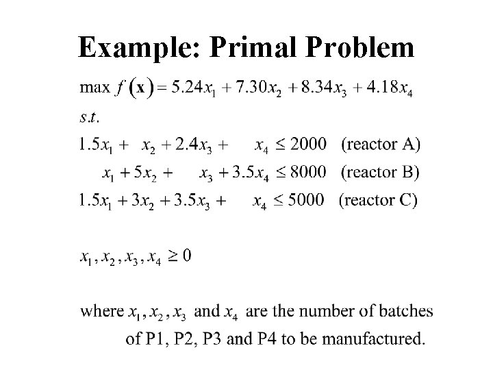 Example: Primal Problem 