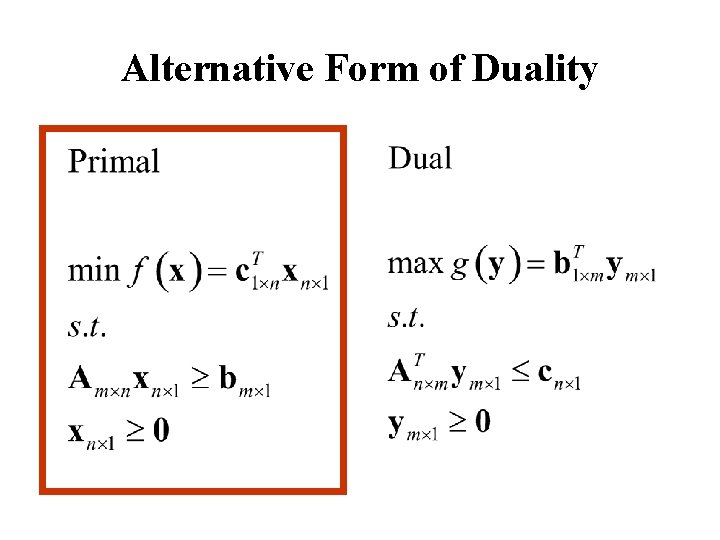 Alternative Form of Duality 