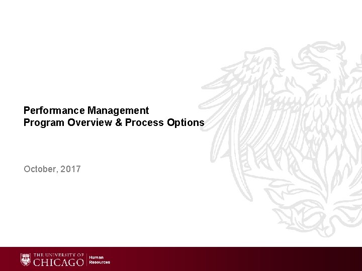 Performance Management Program Overview & Process Options October, 2017 