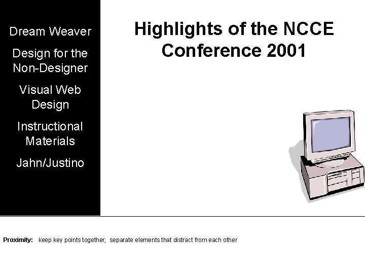 Dream Weaver Design for the Non-Designer Highlights of the NCCE Conference 2001 Visual Web