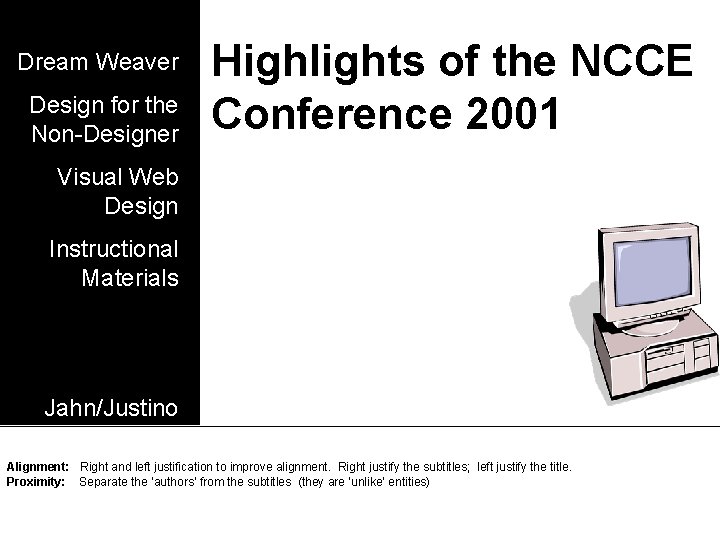 Dream Weaver Design for the Non-Designer Highlights of the NCCE Conference 2001 Visual Web