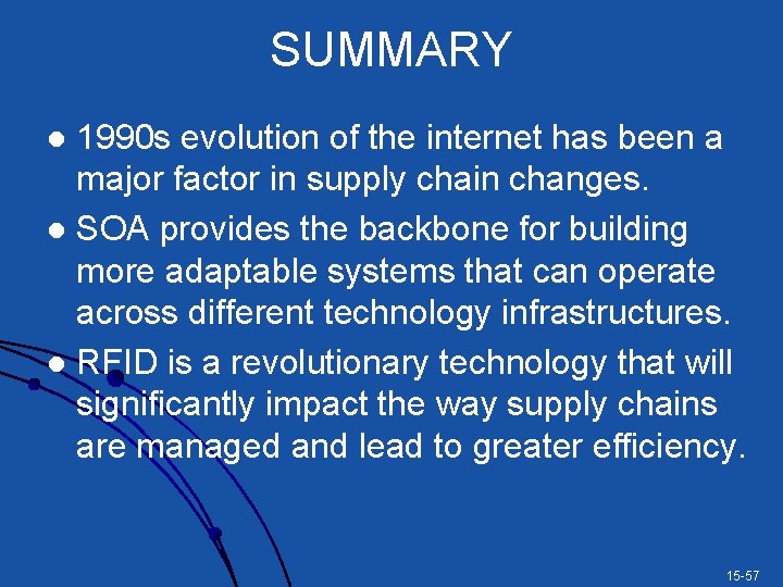 SUMMARY 1990 s evolution of the internet has been a major factor in supply