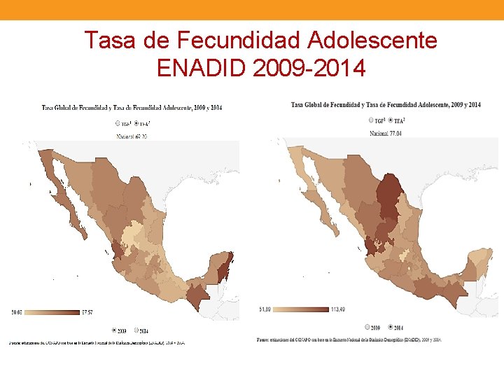Tasa de Fecundidad Adolescente ENADID 2009 -2014 