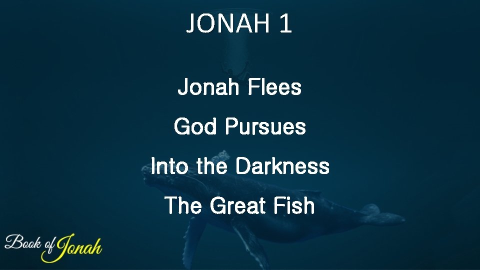 JONAH 1 Jonah Flees God Pursues Into the Darkness The Great Fish 