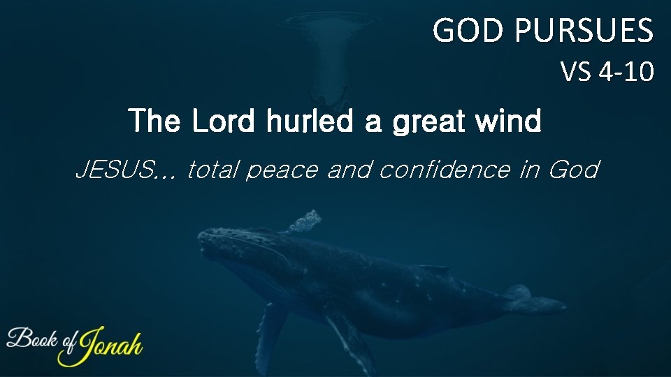 GOD PURSUES VS 4 -10 The Lord hurled a great wind JESUS. . .