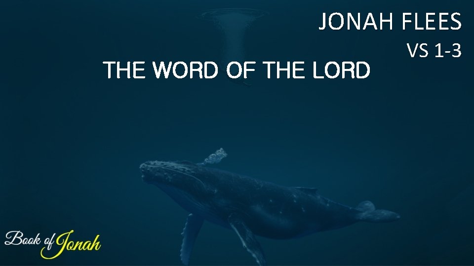 JONAH FLEES THE WORD OF THE LORD VS 1 -3 