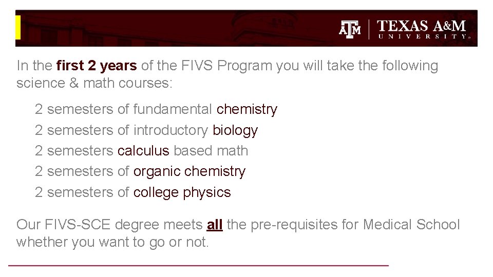 In the first 2 years of the FIVS Program you will take the following In the first 2 years of the FIVS Program you will take the following
