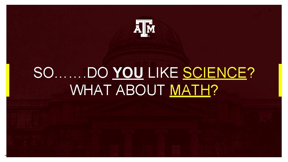SO……. DO YOU LIKE SCIENCE? WHAT ABOUT MATH? SO……. DO YOU LIKE SCIENCE? WHAT ABOUT MATH?