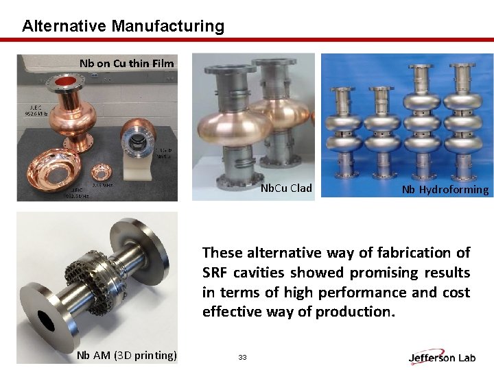 Alternative Manufacturing Nb on Cu thin Film Nb. Cu Clad Nb Hydroforming These alternative Alternative Manufacturing Nb on Cu thin Film Nb. Cu Clad Nb Hydroforming These alternative